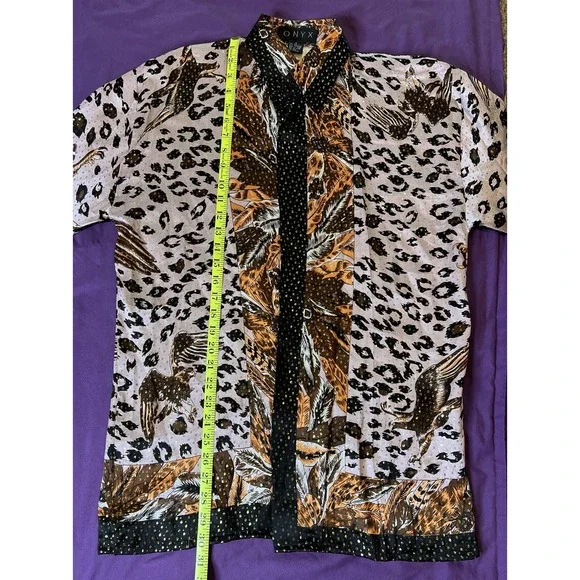 Onyx Metallic Silk Shirt Animal Print Eagle Men's Size Small Vintage NWOT